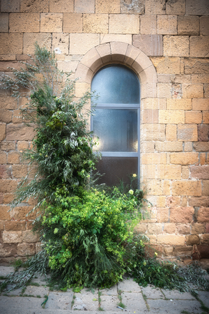 Magic streets of a medieval town in Tuscany, Monticchiello.の写真素材