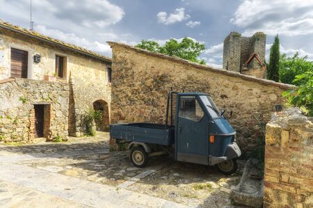 Traveling around Tuscany and Italian medieval towns, Monteriggioni Sienaの写真素材