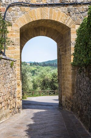 Traveling around Tuscany and Italian medieval towns, Monteriggioni Sienaの写真素材