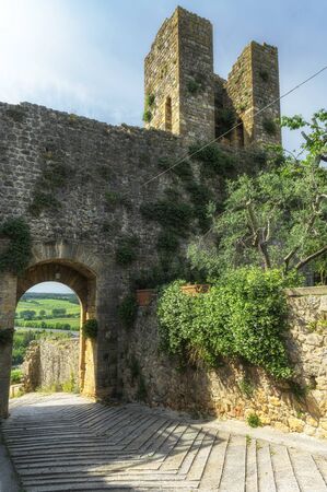 Traveling around Tuscany and Italian medieval towns, Monteriggioni Sienaの写真素材