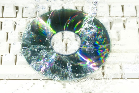 Sparkle CD disk cover water drop on keyboard
の写真素材