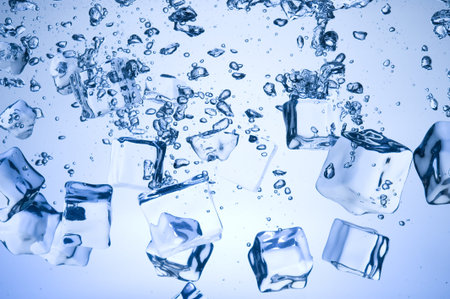 Abstract with blue ice. Creative splashing  blue water