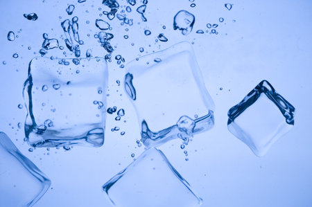 Abstract with blue ice. Creative splashing water and ice