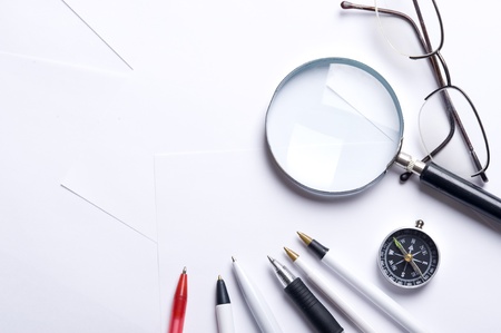 Business background with pen and compassの写真素材