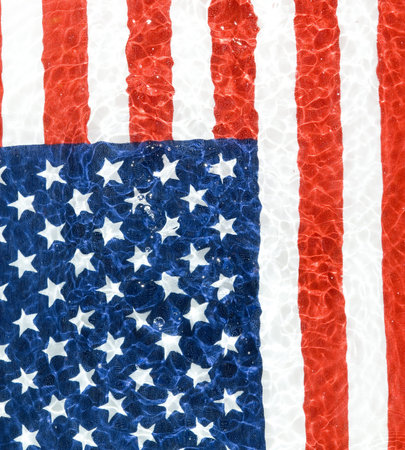 Background with American flag in waterの写真素材