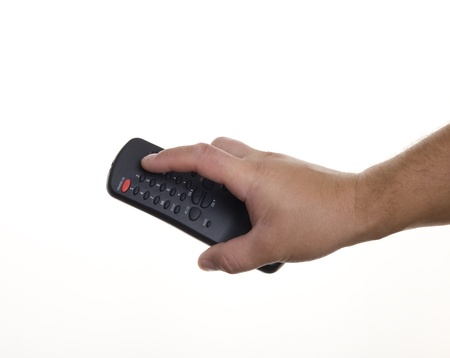 Remote control on the hand isolated on white
の写真素材