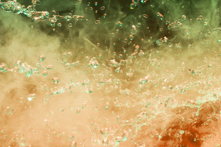 Water and smoke. Creative backround with drops