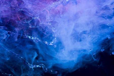 Water and smoke. Creative backround with drops