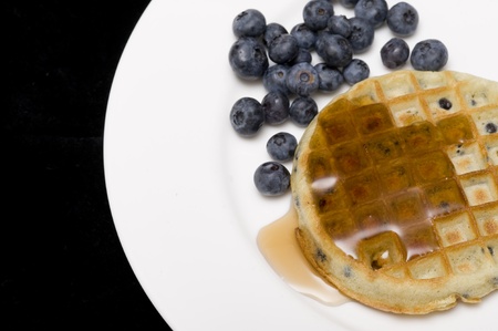 Waffle with sweet fresh blueberriesの写真素材