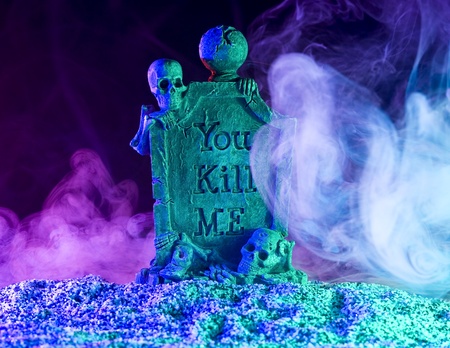 Halloween subject. Skeleton in smokeの写真素材