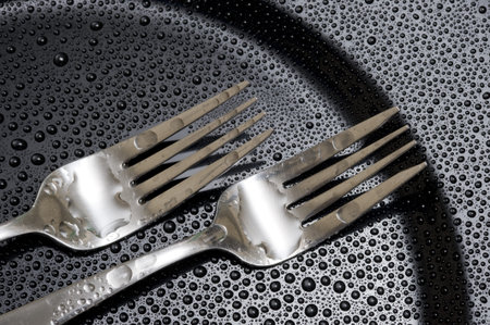 Fork on the black backgroundの写真素材