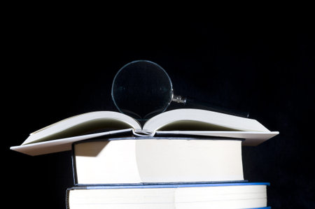 Books isolated on the black background
