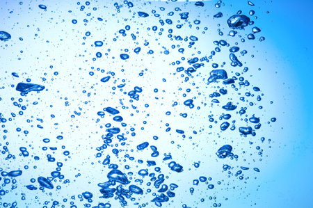 Splashing blue water. Bubble water