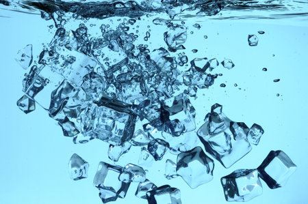 Ice falling in the fresh water
