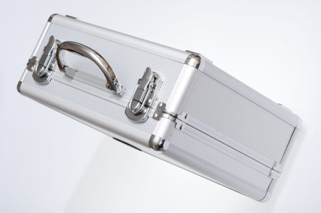 Metal suitcase isolated on the white background