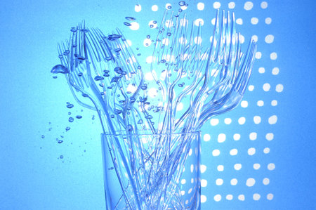 Fork  washing on the blue frtesh water