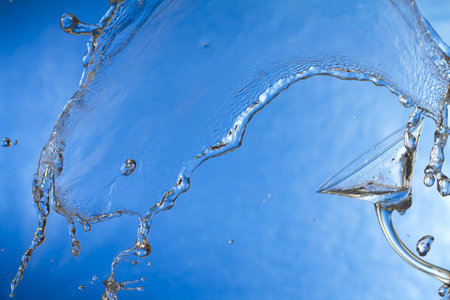 Martiniglass with Splashing  Blue fresh cocktail