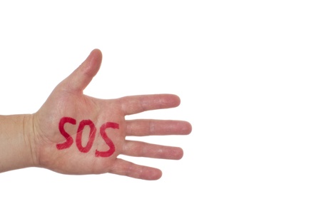 Hand and word sosの写真素材