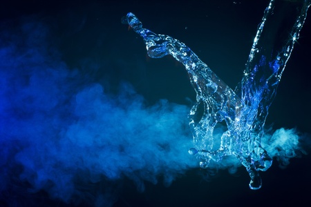 Splashing water on black backgroundの写真素材