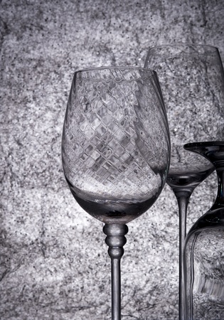 Dark glass. Creative background with glasses. Abstract wineglass
の写真素材