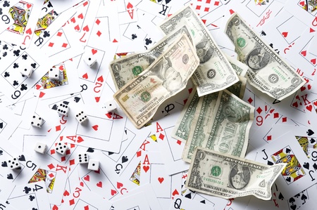 Background with playing card and dollar .Casino abstractのeditorial素材