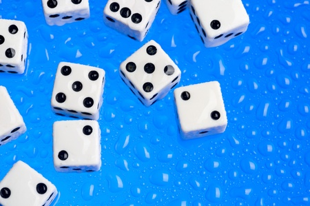 Several dice combinationa and orentation on blue
の写真素材