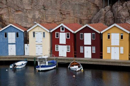 Wooden  fischermen huts on coast