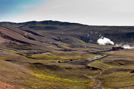Volcano Krafla generating electricity from the natural earth energyの写真素材
