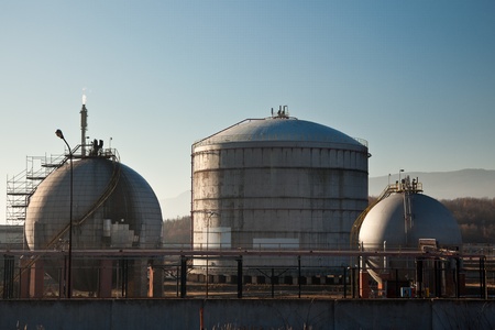 Product tanks in the chemical plantのeditorial素材