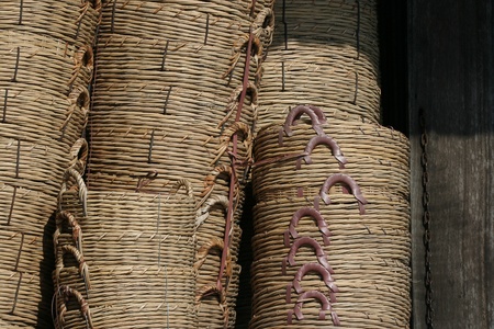 Bamboo basket at the asian marketの写真素材
