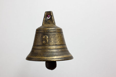 Old brass bell isolated on white