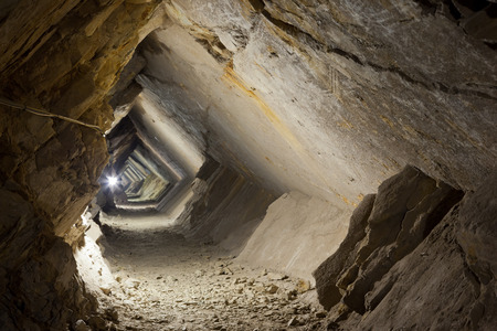 Inside view to  the gold mine with ore veinのeditorial素材