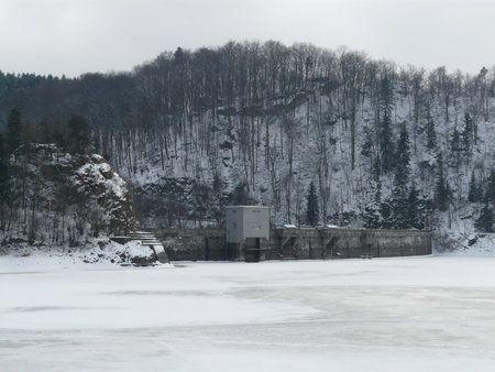 Dike water reservoir Sec River Chrudimkaの写真素材