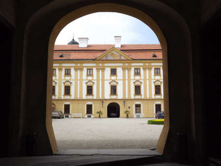 The picturesque town with a castle and parkのeditorial素材