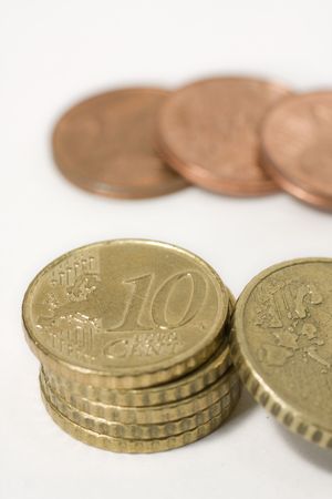 several currencies, including some 10 to 50 centsの写真素材