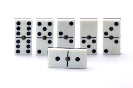 placed several dominoes ready to playの写真素材