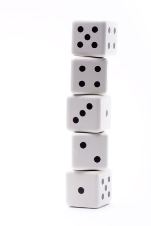 tower consists of five dice with different numbers