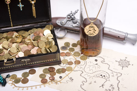 a treasure map in the hands of pirates