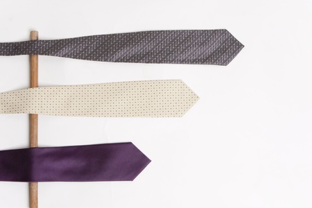 three ties in the same direction as if they were a sign pointing the wayの写真素材