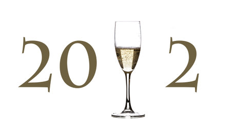 a glass of champagne in the numbers of 2012