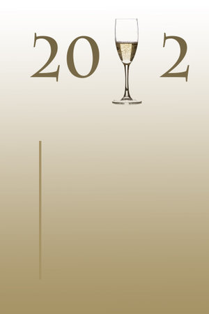 a glass of champagne in the numbers of 2012