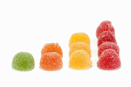 several different colored sugary snacks