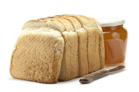 a jam jar with some bread