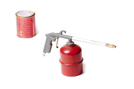 a paintball gun, used for painting vehicles or wallsの写真素材