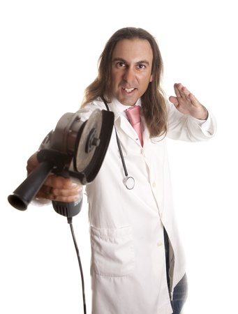 a mad doctor, using the grinderの写真素材
