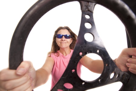 A woman driving too fastの写真素材