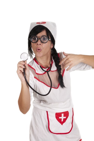 a pretty nurse, ready to care for their patientsの写真素材