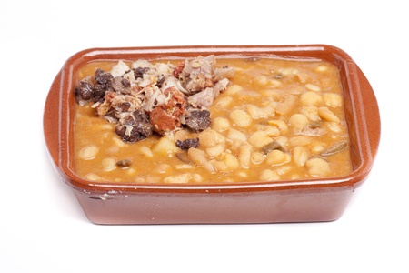 Typical Spanish dish with beans and meatの写真素材