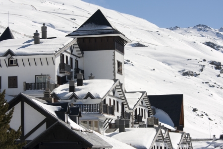snowy landscape in the ski resort of Sierra Nevadaのeditorial素材