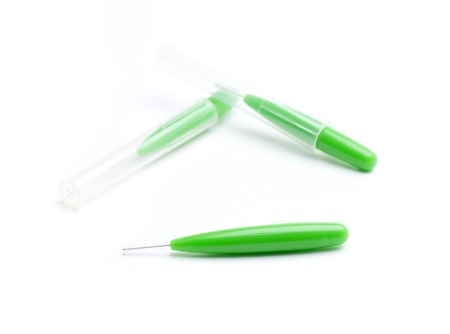mini toothbrush to clean the teeth and oral hygiene careの写真素材